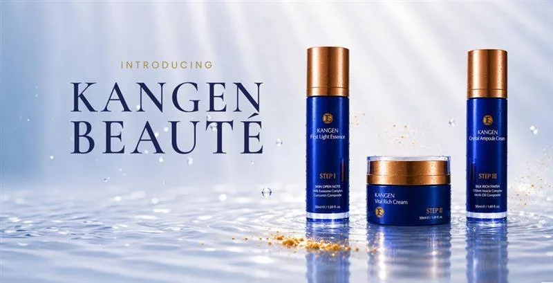 Kangen Beauté Timeless Radiance Collection—First Light Essence, Vital Rich Cream, and Crystal Ampoule Cream